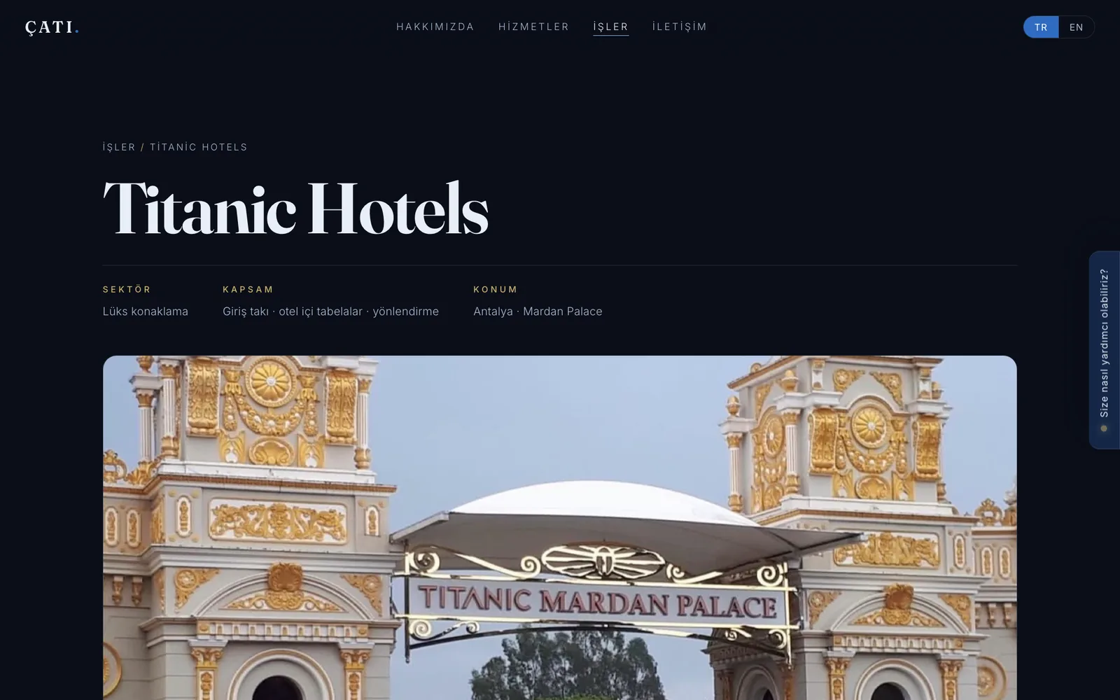 Proje sayfası — Titanic Hotels case'i